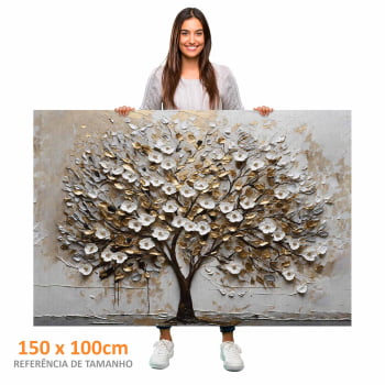Quadro Retangular - White Blossom 3D