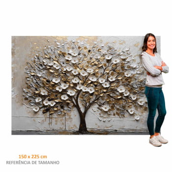 Quadro Retangular - White Blossom 3D
