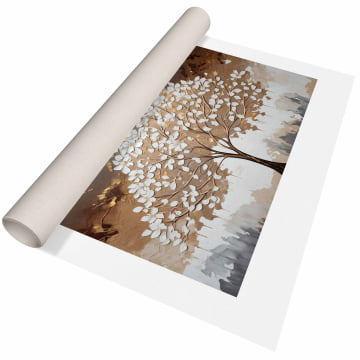 Quadro Retangular  - White leaves tree