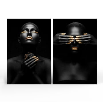 Kit 2 quadros retangulares - Duo A Mulher Negra