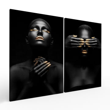 Kit 2 quadros retangulares - Duo A Mulher Negra