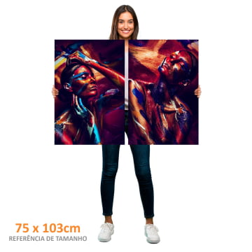 Kit 2 quadros retangulares - Duo mulher colorida