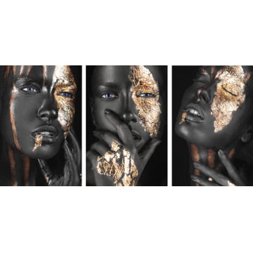 Kit 3 quadros retangulares - A Mulher Dourada