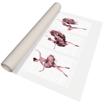 Kit 3 quadros retangulares - Trio de bailarinas magenta