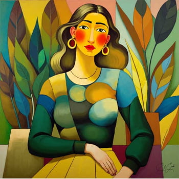 Quadro quadrado - Mulher na Plantação