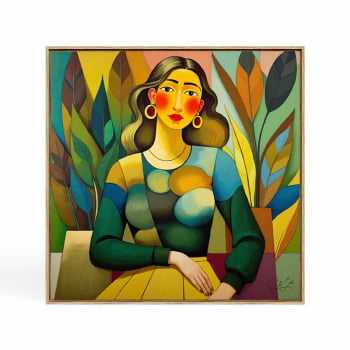Quadro quadrado - Mulher na Plantação