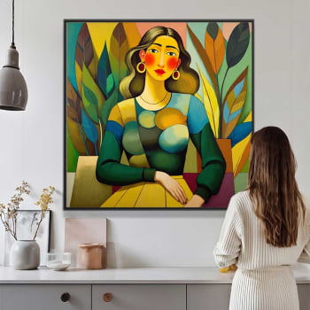 Quadro quadrado - Mulher na Plantação