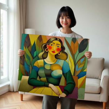 Quadro quadrado - Mulher na Plantação