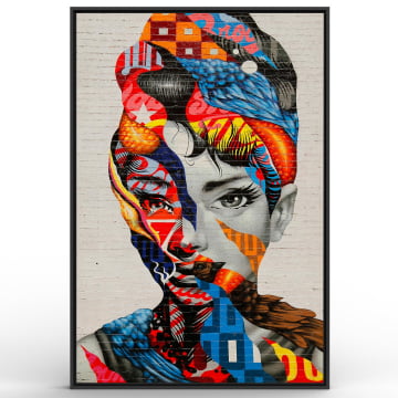 Quadro Retangular - Audrey Hepburn Street Art