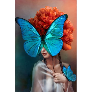 Quadro Retangular  - Garota borboleta