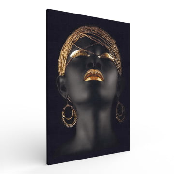 Quadro Retangular - Mulher negra com detalhes dourados