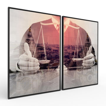Kit 2 quadros retangulares - A balança da justiça