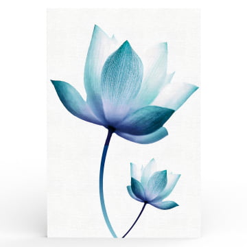 Quadro Retangular - Lotus azul em aquarela
