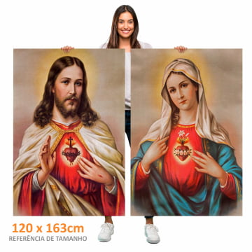 Kit 2 quadros retangulares - Sagrados Corações de Jesus e Maria
