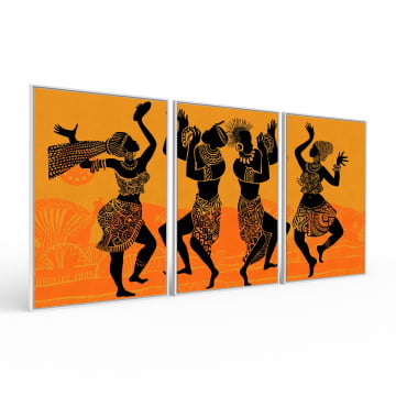 Kit 3 quadros retangulares - Dança Africana