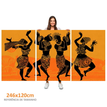 Kit 3 quadros retangulares - Dança Africana