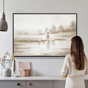 Quadro Retangular - Jesus e o Rebanho