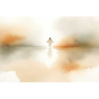 Quadro Retangular - Jesus Sobre Águas Abstrato
