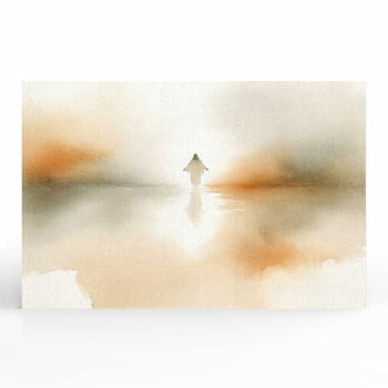 Quadro Retangular - Jesus Sobre Águas Abstrato