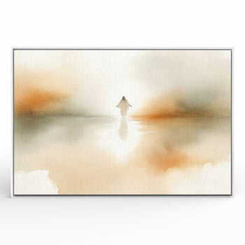 Quadro Retangular - Jesus Sobre Águas Abstrato