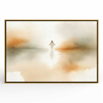 Quadro Retangular - Jesus Sobre Águas Abstrato