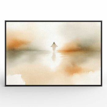 Quadro Retangular - Jesus Sobre Águas Abstrato