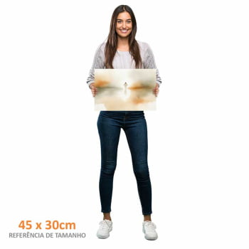 Quadro Retangular - Jesus Sobre Águas Abstrato