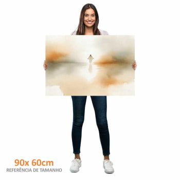 Quadro Retangular - Jesus Sobre Águas Abstrato