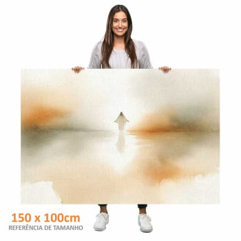 Quadro Retangular - Jesus Sobre Águas Abstrato