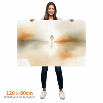 Quadro Retangular - Jesus Sobre Águas Abstrato