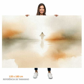 Quadro Retangular - Jesus Sobre Águas Abstrato
