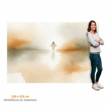 Quadro Retangular - Jesus Sobre Águas Abstrato