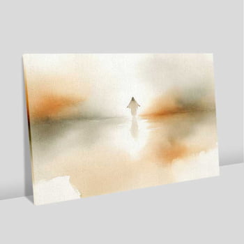 Quadro Retangular - Jesus Sobre Águas Abstrato