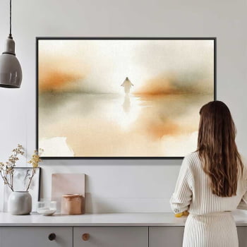 Quadro Retangular - Jesus Sobre Águas Abstrato