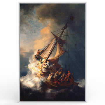 Quadro Retangular - Rembrandt - Tempestade no mar da Galileia