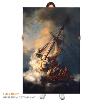 Quadro Retangular - Rembrandt - Tempestade no mar da Galileia