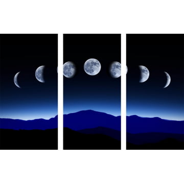 Kit 3 quadros panorâmicos - Fases da lua