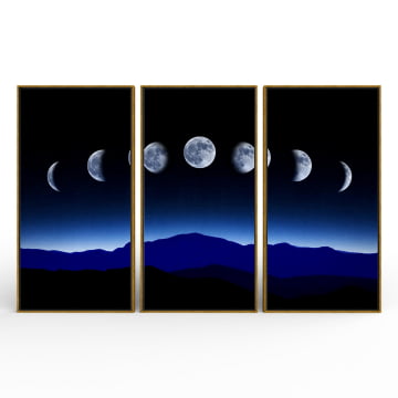 Kit 3 quadros panorâmicos - Fases da lua